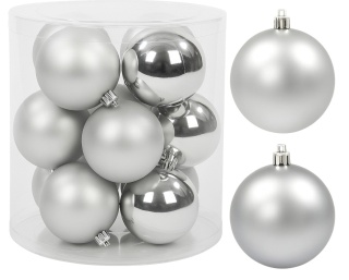 Bombki choinkowe plastikowe ozdoby świąteczne 6cm 12szt srebrny