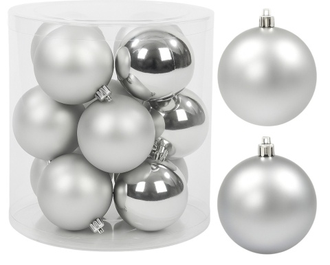 Bombki choinkowe plastikowe ozdoby świąteczne 6cm 12szt srebrny