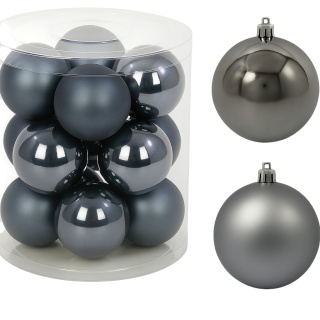Bombki choinkowe plastikowe ozdoby świąteczne 6cm 12szt szary