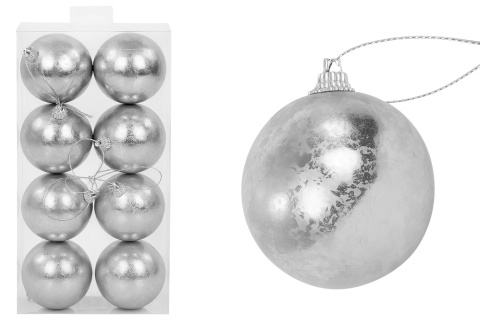 Bombki choinkowe styropianowe ozdoby świąteczne 6cm 8szt srebrny