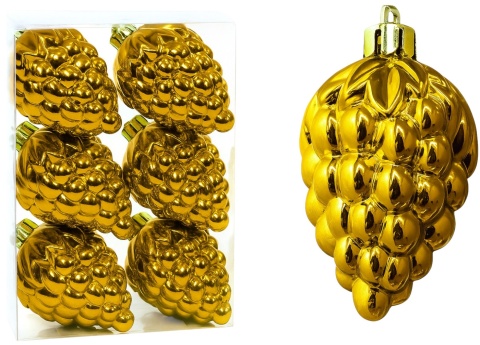 Bombki choinkowe zawieszki bombka ozdoba SZYSZKA grono 6szt złoty