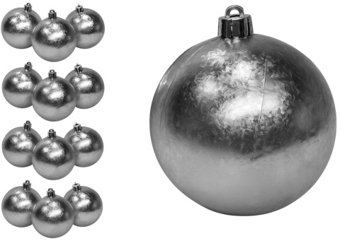 Bombki plastikowe mrożone 8cm x 12szt szary