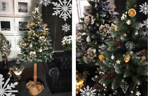 Choinka sztuczna na pniu SOSNA SZRONIONA 220cm