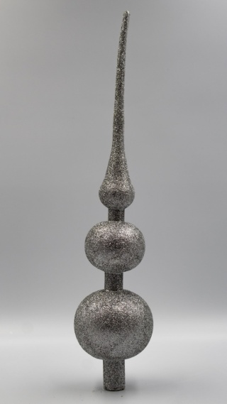 Czub szpic plastikowy na choinkę 36cm srebrny