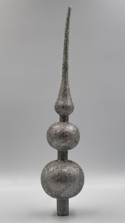 Czub szpic plastikowy na choinkę 36cm srebrny