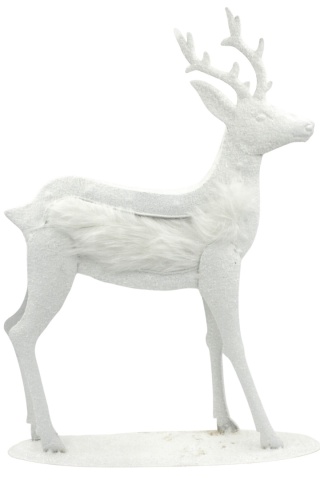 Figurka RENIFER biały ozdoba świąteczna dekoracja