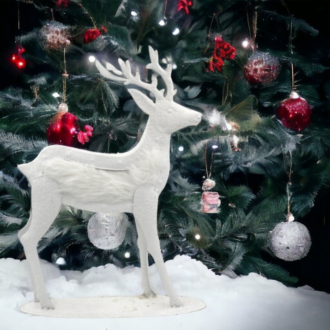Figurka RENIFER biały ozdoba świąteczna dekoracja