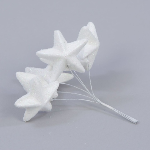 Gwiazda styropianowa gwiazdka na drucie 4cm biała wiązka 6szt