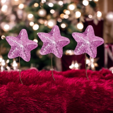 Gwiazda styropianowa gwiazdka na drucie 4cm lawenda wiązka 6szt