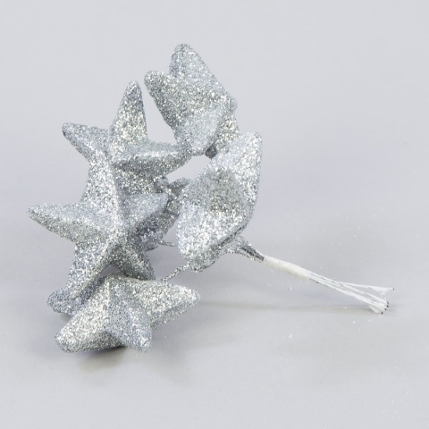 Gwiazda styropianowa gwiazdka na drucie 4cm srebrna wiązka 6szt