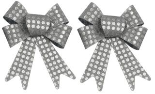 Kokarda dekoracyjna ozdoba świąteczna 17cm srebrny 2szt