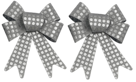 Kokarda dekoracyjna ozdoba świąteczna 17cm srebrny 2szt