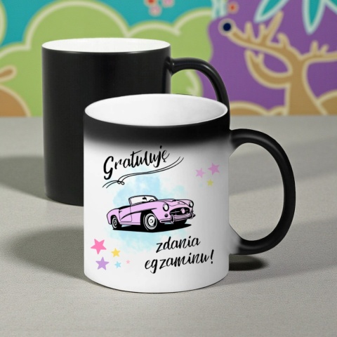 Kubek magiczny śmieszny prezent dla Młodego KIEROWCY PRAWO JAZDY