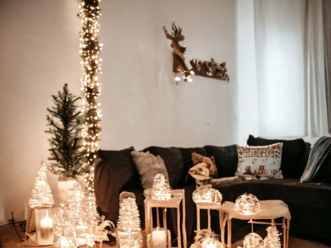 Lampki choinkowe LED 100 8 programów dodatkowe gniazdo biały ciepły