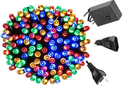 Lampki choinkowe LED 100 8 programów dodatkowe gniazdo multikolor