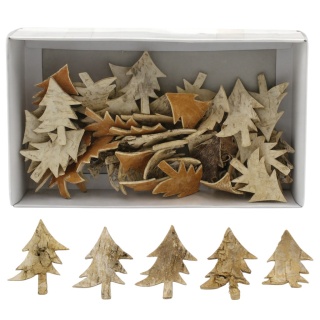 Małe choinki z kory dekoracja świąteczna zestaw 50szt