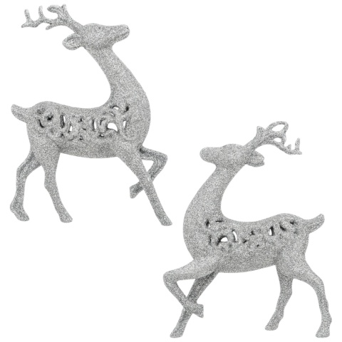 Zawieszka bombka choinkowa JELEŃ ozdoba świąteczna 14cm 2szt srebrny