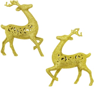 Zawieszka bombka choinkowa JELEŃ ozdoba świąteczna 14cm 2szt złoty