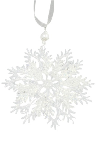 Zawieszka choinkowa śnieżynka plastik 13 cm ozdoba świąteczna