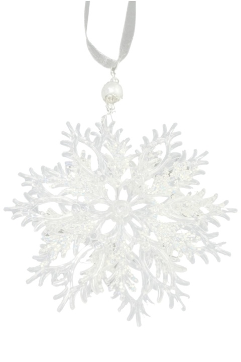 Zawieszka choinkowa śnieżynka plastik 13 cm ozdoba świąteczna