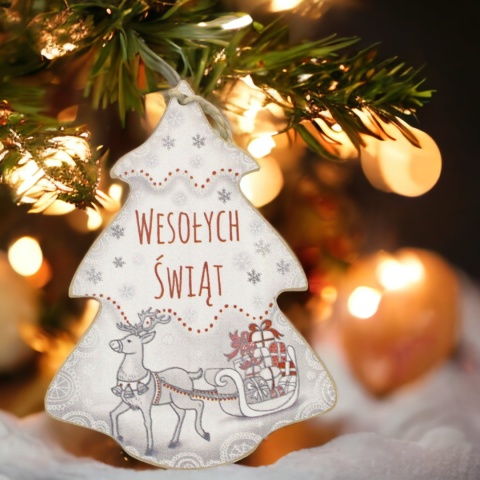Zawieszka ozdoba choinkowa świąteczna CHOINKA drewniana