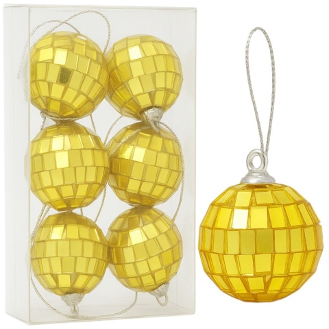 Bombki choinkowe 2,5cm zestaw 6szt lustrzane ozdoba bombka na choinkę złoty