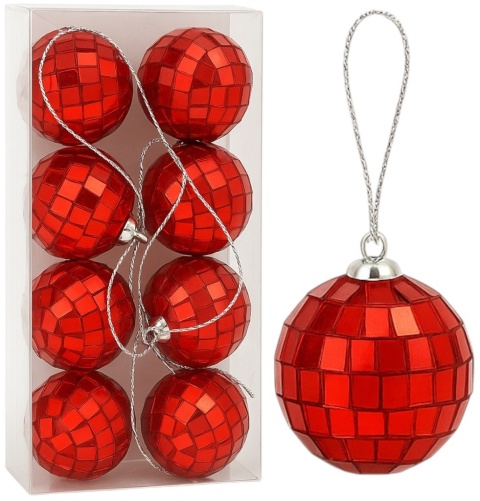 Bombki choinkowe 2,5cm zestaw 6szt lustrzane ozdoba na choinkę czerwony