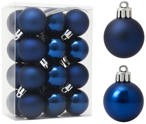Bombki choinkowe 3cm zestaw 24szt ozdoba bombka na choinkę ciemny niebieski