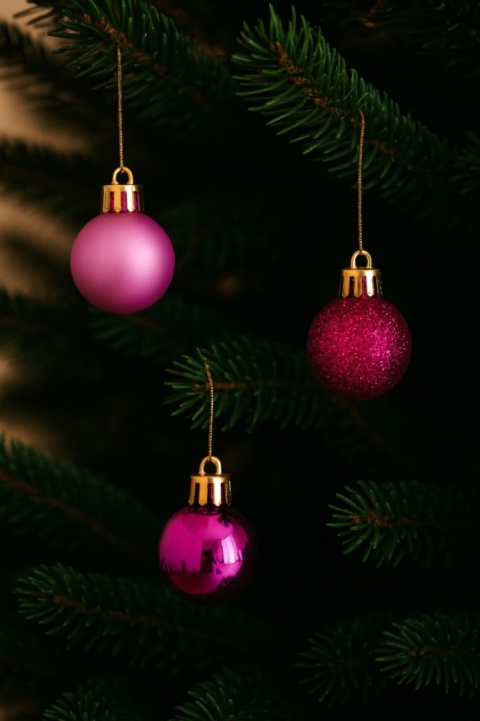 Bombki choinkowe 3cm zestaw 24szt ozdoba bombka na choinkę ciemny różowy
