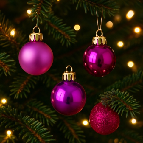 Bombki choinkowe 3cm zestaw 24szt ozdoba bombka na choinkę ciemny różowy