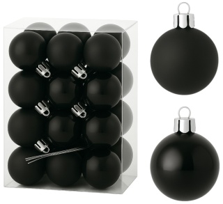 Bombki choinkowe 3cm zestaw 24szt ozdoba bombka na choinkę czarny