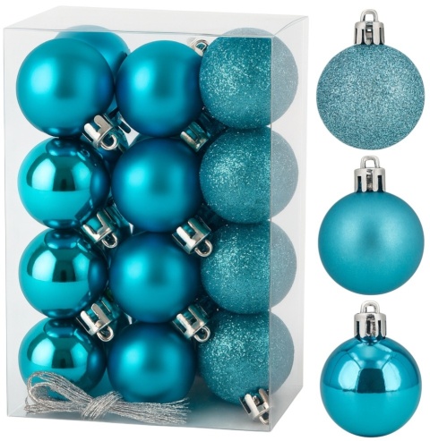 Bombki choinkowe 3cm zestaw 24szt ozdoba bombka na choinkę jasny niebieski