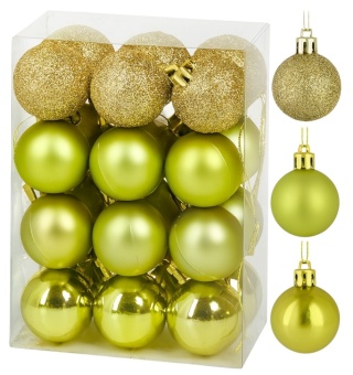 Bombki choinkowe 3cm zestaw 24szt ozdoba bombka na choinkę limonka