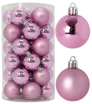 Bombki choinkowe 3cm zestaw 24szt ozdoba bombka na choinkę różowy