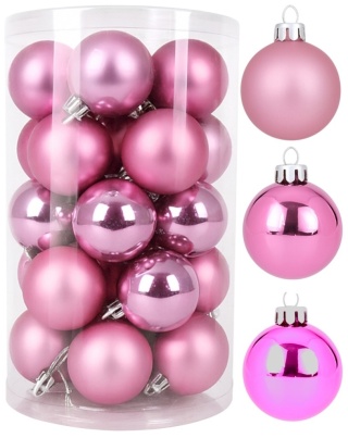 Bombki choinkowe 6cm zestaw 30szt ozdoba bombka na choinkę różowy