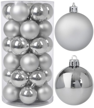 Bombki choinkowe 6cm zestaw 30szt ozdoba bombka na choinkę srebrny