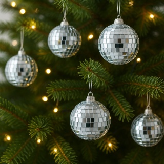 Bombki choinkowe 6cm zestaw 6szt lustrzane ozdoba bombka na choinkę srebrny