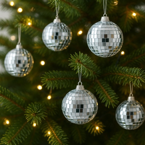 Bombki choinkowe 6cm zestaw 6szt lustrzane ozdoba bombka na choinkę srebrny