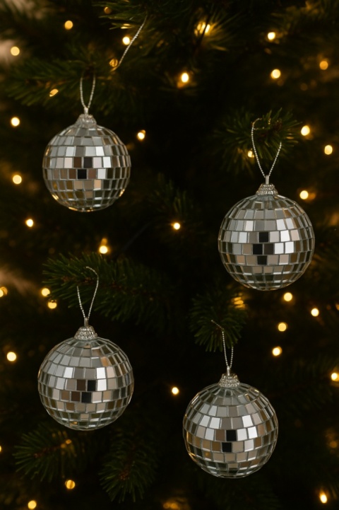 Bombki choinkowe 6cm zestaw 6szt lustrzane ozdoba bombka na choinkę srebrny