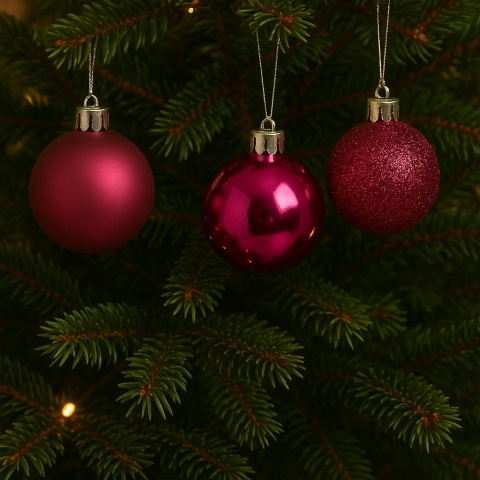 Bombki choinkowe 8cm zestaw 15szt ozdoba bombka na choinkę ciemny róż