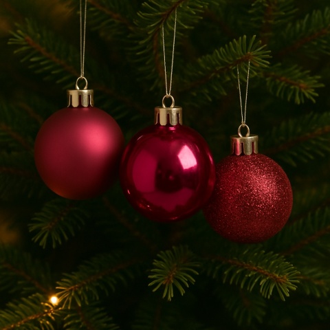 Bombki choinkowe 8cm zestaw 15szt ozdoba bombka na choinkę ciemny róż