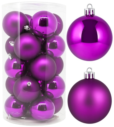 Bombki choinkowe 8cm zestaw 15szt ozdoba bombka na choinkę fiolet