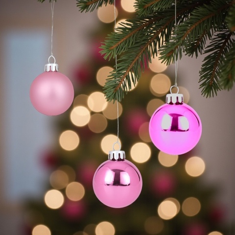 Bombki choinkowe 8cm zestaw 15szt ozdoba bombka na choinkę różowy