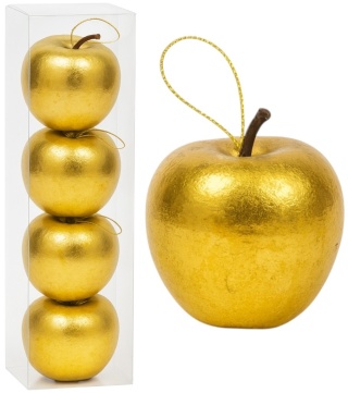 Bombki choinkowe JABŁKO 5cm zestaw 4szt ozdoba bombka na choinkę złoty