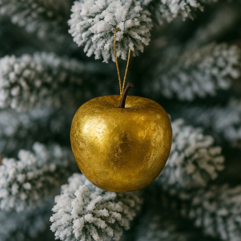 Bombki choinkowe JABŁKO 5cm zestaw 4szt ozdoba bombka na choinkę złoty