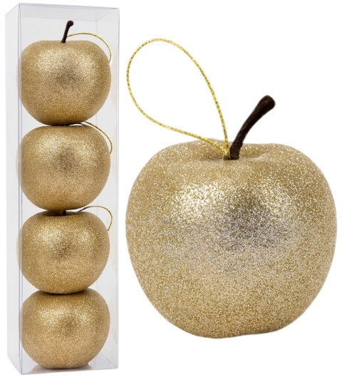 Bombki choinkowe JABŁKO 5cm zestaw 4szt ozdoba na choinkę stare złoto