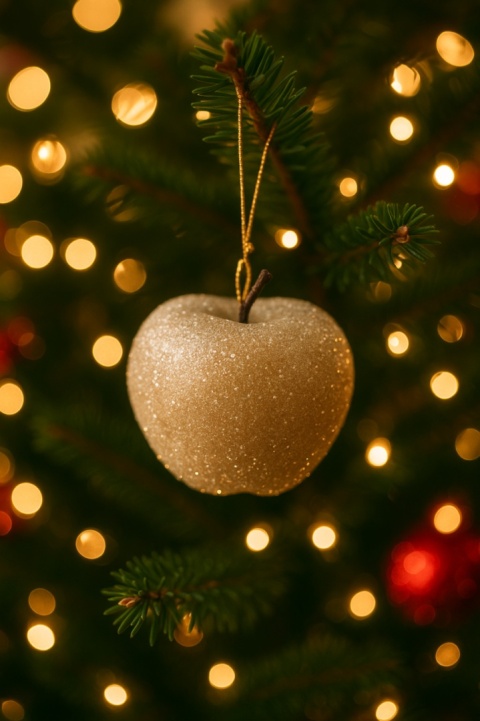 Bombki choinkowe JABŁKO 5cm zestaw 4szt ozdoba na choinkę stare złoto