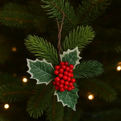 Dekoracja świąteczna ozdoba gałązka sztuczna stroik 14cm