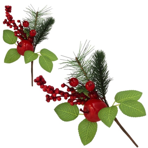 Dekoracja świąteczna ozdoba gałązka sztuczna stroik 21cm