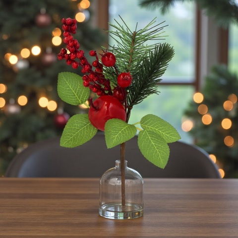 Dekoracja świąteczna ozdoba gałązka sztuczna stroik 21cm